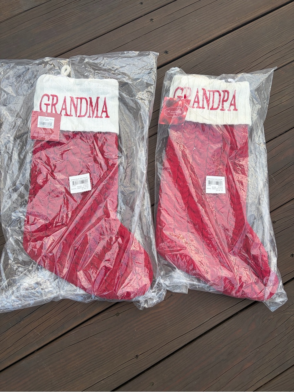 Kohl's Red and White 'Grandma' & 'Grandpa' Holiday Stockings - Set of 2